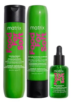 MATRIX Food For Soft — набор: шампунь, кондиционер и масло-сыворотка