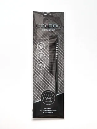 Расчёска с хвостиком Carbon 035